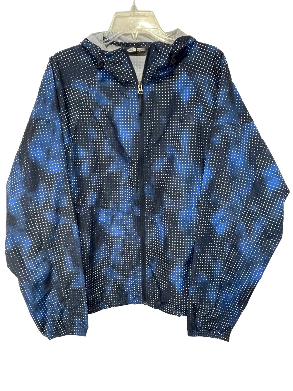 The North Face Flyweight Hoodie Mens Medium Blue Dot Windbreaker Full Zip Jacket